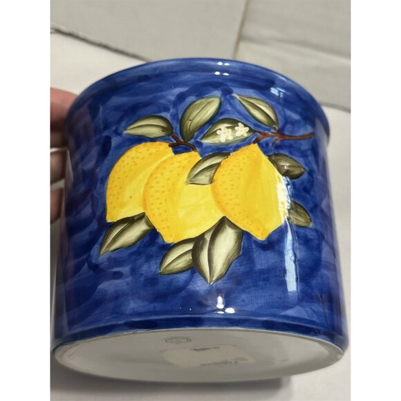 Ceramic Crock Kitchen Storage Canister Planter Lemons Fruit Made In Philippines - Picture 5 of 5